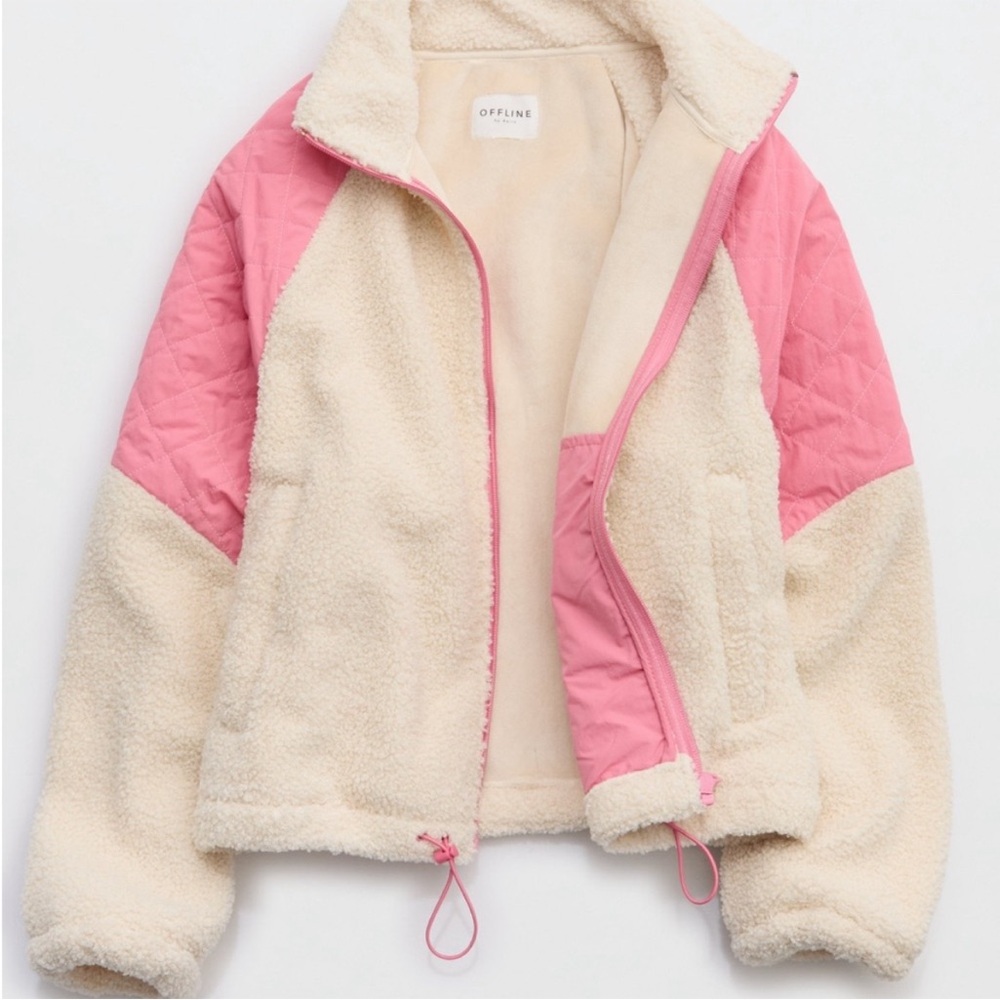 OFFLINE by Aerie Fluff Love Full Zip Jacket in Playful Pink
